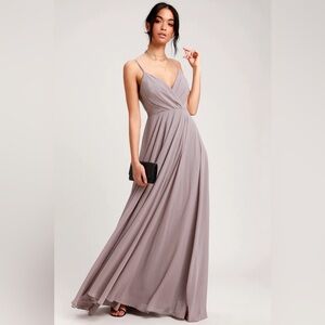 Lulu’s All About Love Taupe Maxi Dress